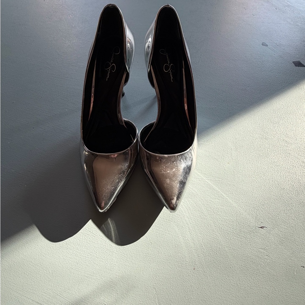 Jessica Simpson Metallic Silver Heels